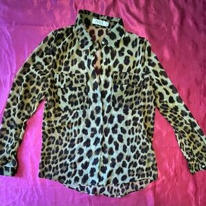 IVIVI Leopard Print Sheer Blouse NWOT S